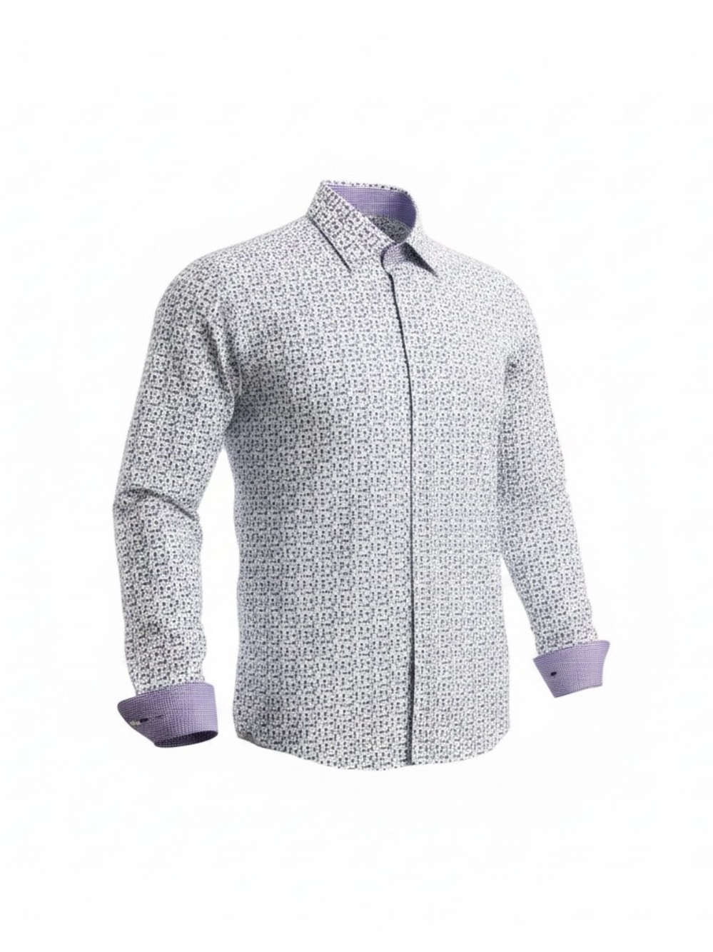 Bugatchi Uomo Shaped Fit Geometric Print Long Sleeve Button Down Shirt